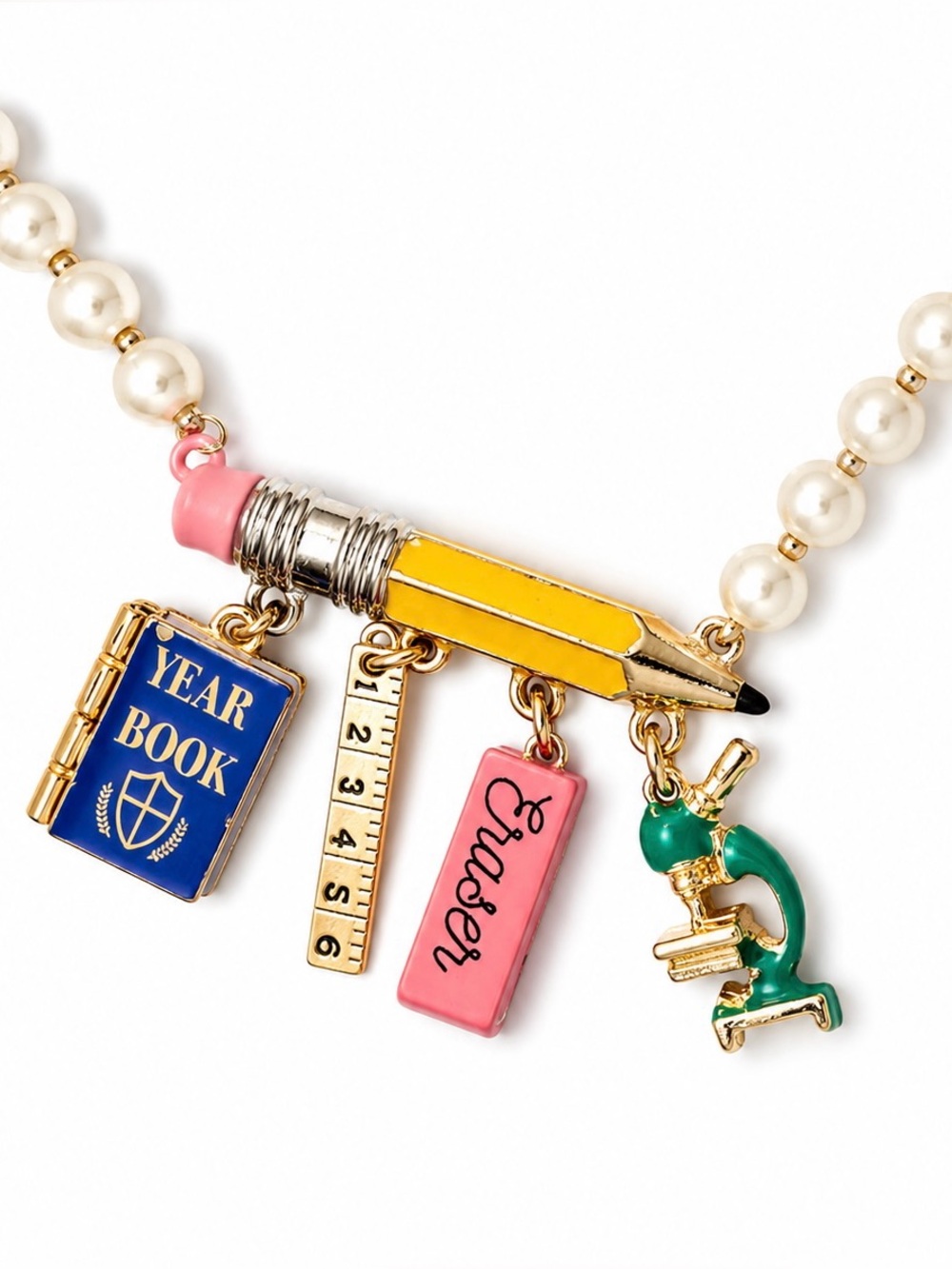 Betsey Johnson "Best in Class" school supplies charm necklace